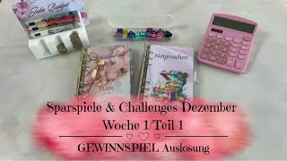 🦋Sparspiele & Challenges Woche 1 Dezember | Gewinnspiel Auslosung | Sparen mit der Umschlagmethode🦋