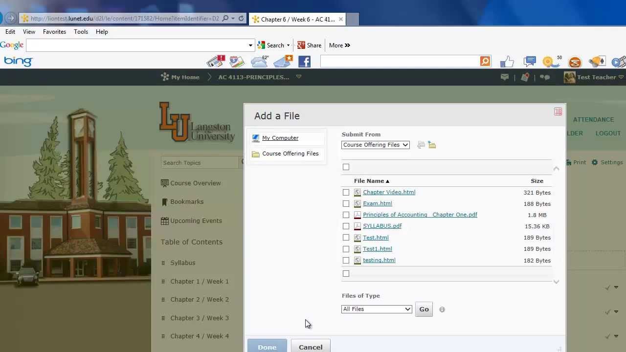 D2l Adding Content Youtube