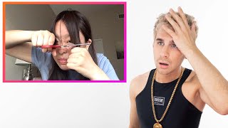 Hairdresser reacts to people cutting their own bangs and regretting it