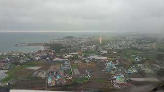 Landing at CJU Airport 07. cockpit view,  pilot view