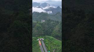 Aizhai Bridge in Xiangxi, Hunan。航拍湖南湘西矮寨大桥。#大国重器