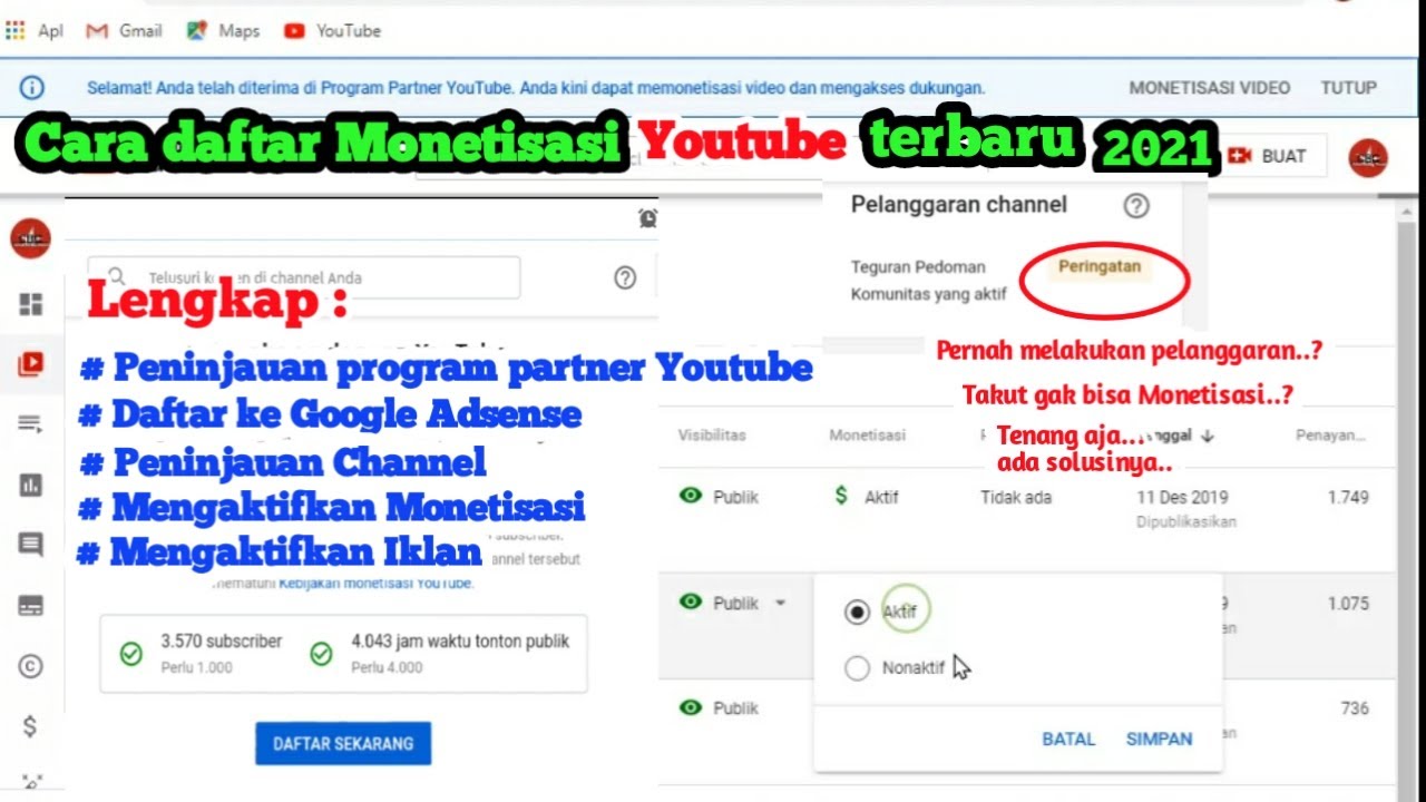 Cara Mengajukan Monetisasi 2021 Youtube