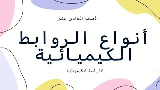 انواع الروابط الكيميائية ( الايونية والتساهمية والتناسقية والفلزية )