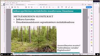 Jatkuvapeitteinen metsätalous muuttuvassa ilmastossa. Webinaari 3.6.2019