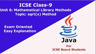 sqrt(x) Method in Java| Math.sqrt(x) in Java | Methods of Math Class| Computer Applications Class 9