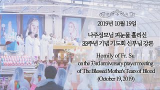 “승리는 우리의 것입니다!”  2019년 10월 19일 성모님 피눈물 흘리신 33주년 기도회 강론(Homily of Fr. Su)