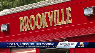 Coroner: 1 dead, 1 missing after cabin swept away during Franklin County flooding