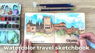 Watercolor travel sketchbook tour + art supplies for travel journaling