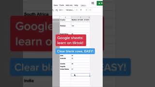 EASY. Clear blank rows in GOOGLE SHEETS