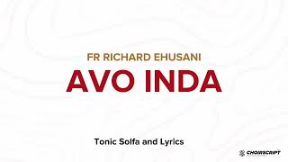 AVO INDA solfa notation music sheet+ audio + lyrics