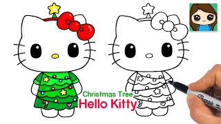 How to Draw Hello Kitty Christmas Tree Easy