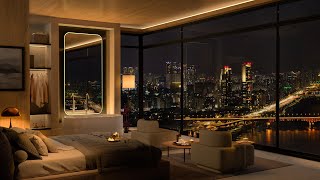 Night City Dreams | Cozy Bedroom Luxury with 4K Smooth Piano Jazz 🎵