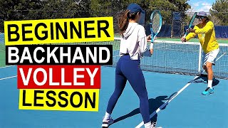 Beginner Tennis Lesson |  Backhand Volley with Chelsea