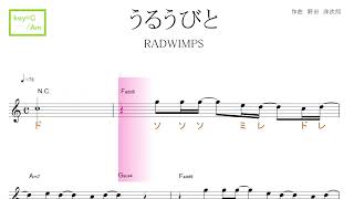 うるうびと（RADWIMPS）映画『余命10年』主題歌  key=C/Am ／ドレミで歌う楽譜【コード付き】