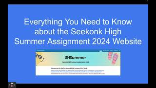 Seekonk (MA) High School Summer Work Website Tour 2024