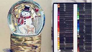 Pentel Oil Pastels for Artists : First Impressions and Drawing Snow Globe! 펜텔 전문가용 오일 파스텔로 그림과 리뷰!