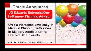 JD Edwards EnterpriseOne In Memory Planning Advisor
