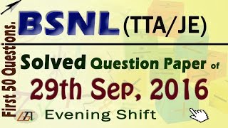 BSNL (TTA/JE) Answer Key 29th September 2016 (Seg-1) -in English \u0026 Hindi / BSNL JE Exam preparation