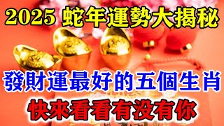 2025蛇年運勢大揭秘！發財運最好的五個生肖！再窮也能一夜暴富！快來看看有沒有你！#運勢 #風水 #佛教 #生肖 #发财 #横财 【佛之緣】