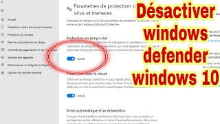 comment désactiver windows defender-windows 10