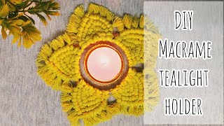 Macrame tealight holder | Easy steps to make Macrame candle holder | DIY candle holder for Diwali