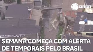 Semana começa com alerta de temporais pelo Brasil