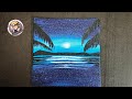 How to Draw Midnight Reflection Painting | For Beginners | Acrylic painting | Digisketch_Studios