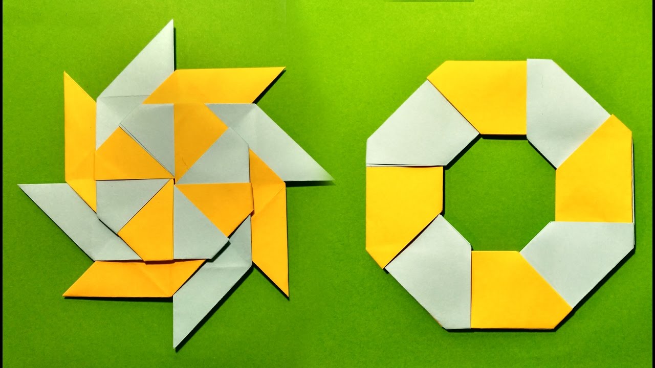 How To Make A Transforming 8 Pointed Origami Ninja Star - YouTube