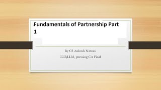 Assistant Accountant Fundamentals of Partnership