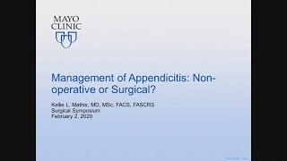 Management of Appendicitis: Non-operative or Surgical? by Kellie L. Mathis, MD | Preview