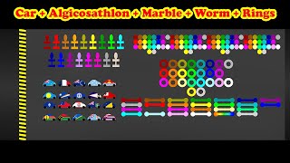 Car + Algicosathlon + Marble + Worm + Rings (Survival Race in Algodoo) - Thc Game Mobile