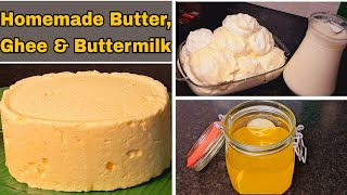 Stop Buying Butter | 3 in1 Recipe | Homemade Butter, Ghee \u0026 Buttermilk | Step by Step Easy Recipe