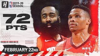 James Harden & Russell Westbrook 72 Points Combined Highlights | Rockets vs Jazz | February 22, 2019