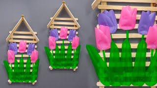 ide kreatif bunga dari sedotan dan stik es krim KREASI hiasan dinding | popsicle stick craft