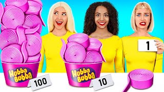 100 Layers Food Challenge | 1 vs 100 Layers of Bubble Gum vs Chocolate Food by Turbo Team