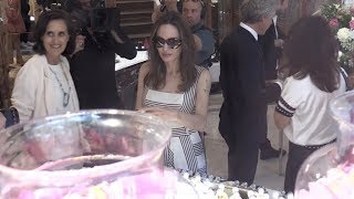 EXCLUSIVE - Angelina Jolie arrives at Guerlain Flagship store in Paris