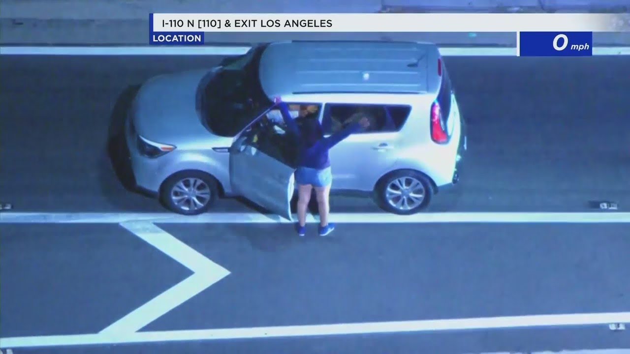 Driver Surrenders After Police Chase On 110 Freeway - YouTube