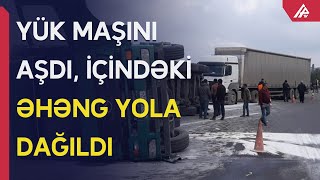 Şəmkirdə yük maşını aşdı - APA TV