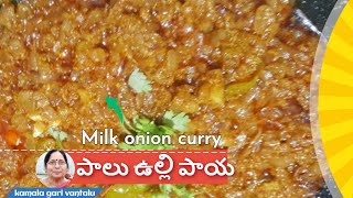 Onion milk curry in telugu - Milk onion curry పాలు ఉల్లి పాయ కూర onion curry- onion curry in telugu