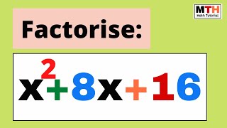 How to Factorise x^2+8x+16 || x2+8x+16 Factor