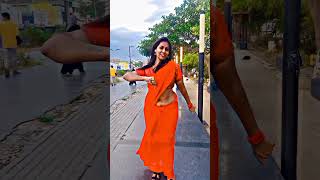 Gomathi Orange Saree #navel