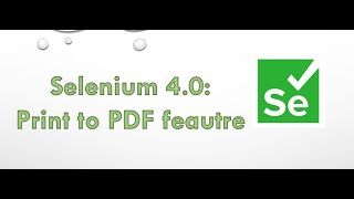 Selenium 4 - New feature - Print to PDF