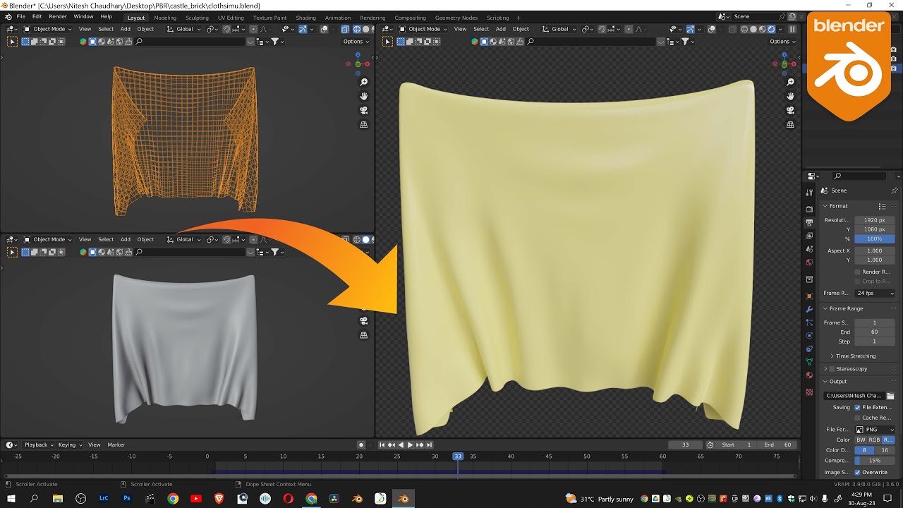 Blender Tutorial Simple Cloth Simulation Made In Blender Cloth