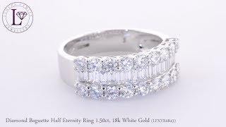 Diamond Baguette Half Eternity Ring 1.50ct, 18k White Gold (LFXYR6843)