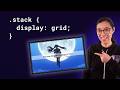 Use CSS grid to stack (instead of position absolute)