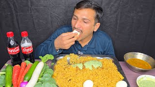 ASMR MUKBANG - Eating Spicy Dal Chawal, Curry, Boiled Eggs & Mixed Vegetables ! No Talking Only Eats