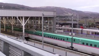 新函館北斗駅　はやぶさ21号E5-U-22　東京駅より到着・はこだてライナーと同時発車にて回送！北海道新幹線函館総合車両基地へ！！