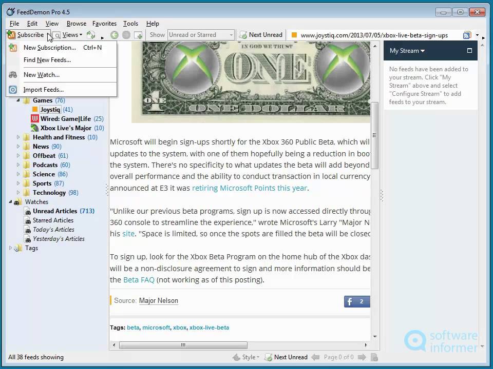 A Quick Look At Feeddemon Youtube