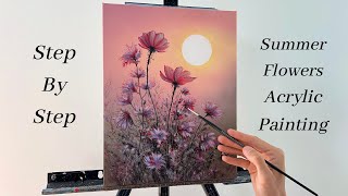 How to PAINT Summer Flowers | ACRYLIC PAINTING