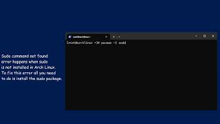 How to solve sudo command not found error on Arch Linux